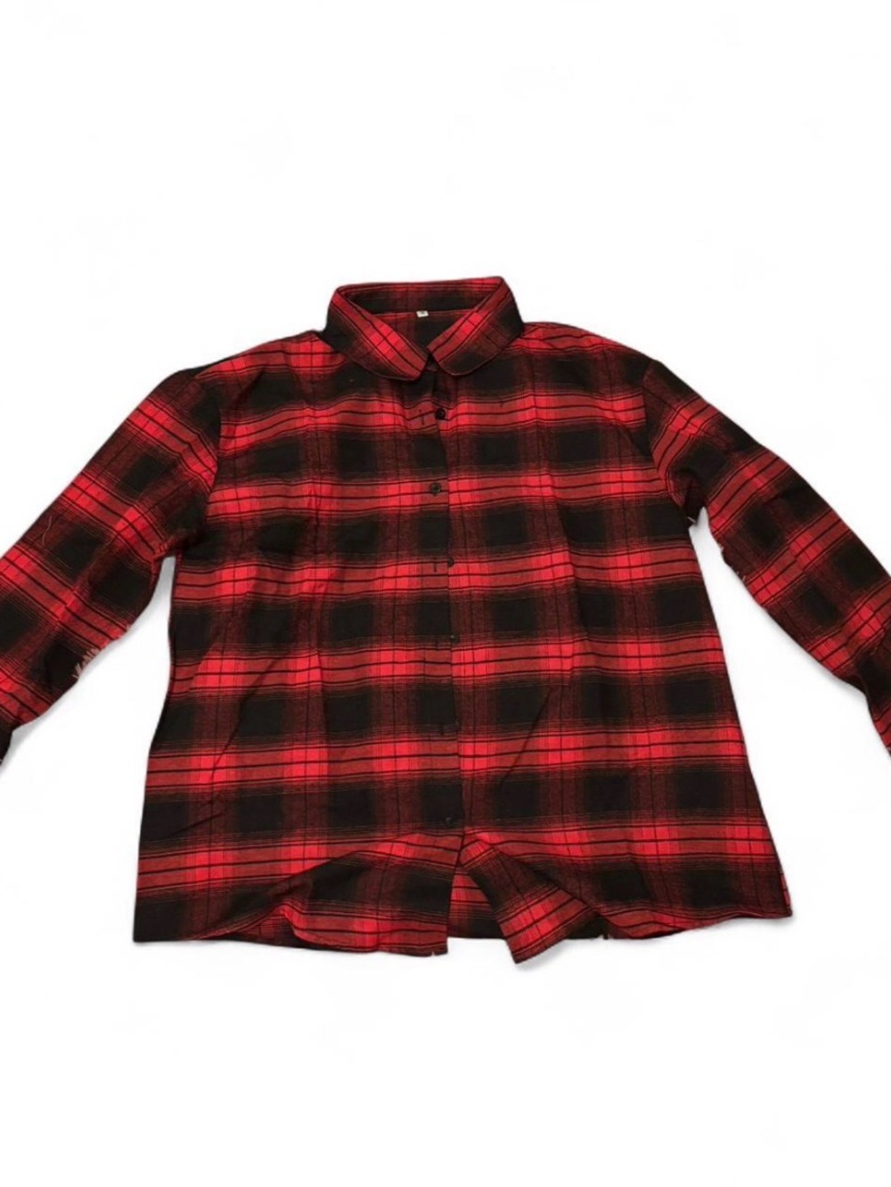 Women’s oversized Red & Black Plaid Button-Down Shirt/flannel
